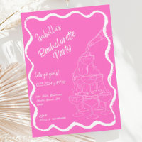 Pink Champagne Tower Hand Drawn Bachelorette Party