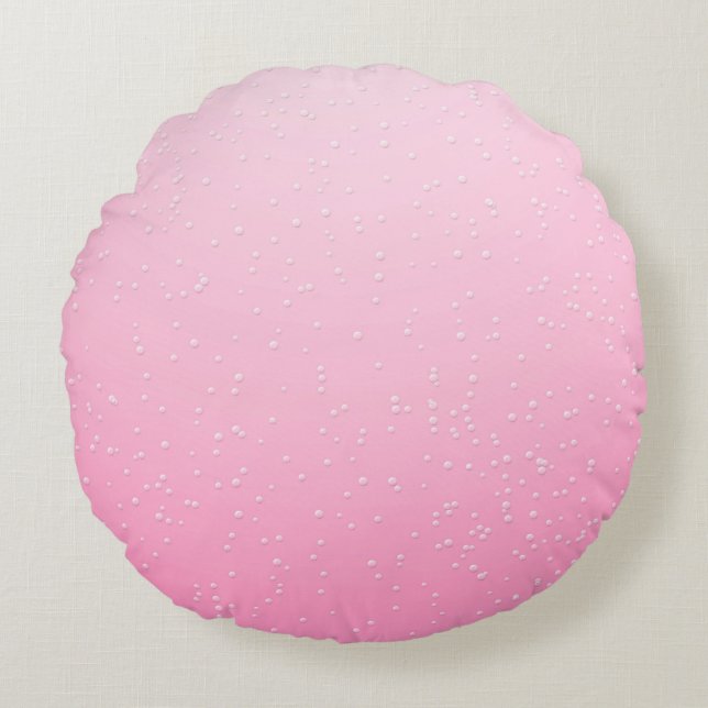 Pink Champagne with Tiny Bubbles Background Art Round Pillow (Front)