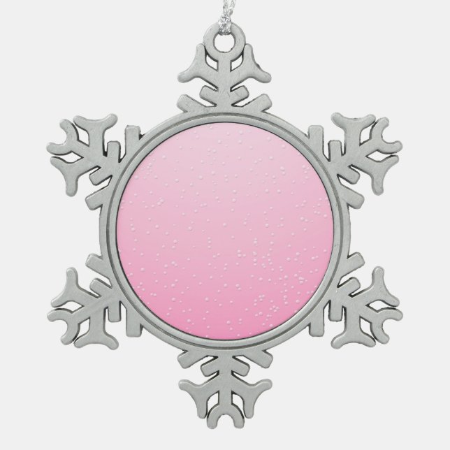 Pink Champagne with Tiny Bubbles Background Art Snowflake Pewter Christmas Ornament (Front)