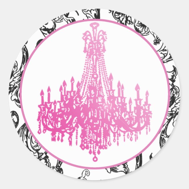 Pink Chandelier and Damask Seals (Front)