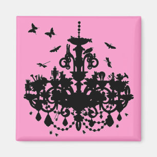 Pink Chandelier & Butterflies Magnet