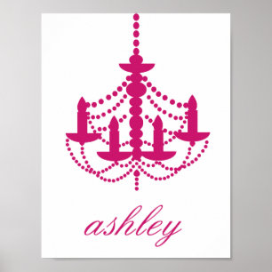 Pink Chandelier Name Wall Art