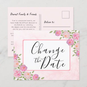 Pink Change the Date Postponed Event Announcement  Postcard