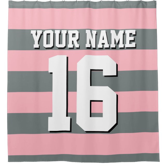 Pink Charcoal Sports Jersey Preppy Stripe (Front)