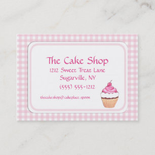 Pink Check Cake Shop Baker Bakery Business Cards