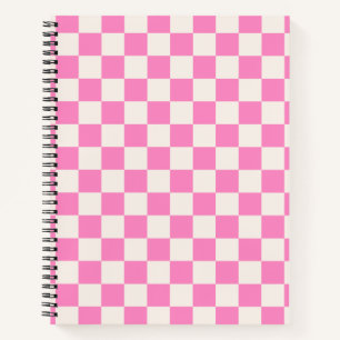 Pink Check, Chequerboard Pattern, Chequered Notebook