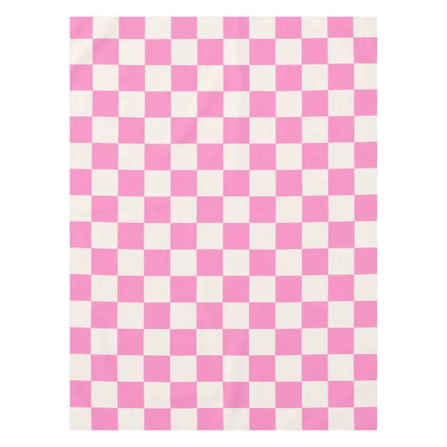 Pink Check, Chequerboard Pattern, Chequered Tablecloth (Front)
