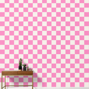 Pink Check, Chequerboard Pattern, Chequered Wallpaper