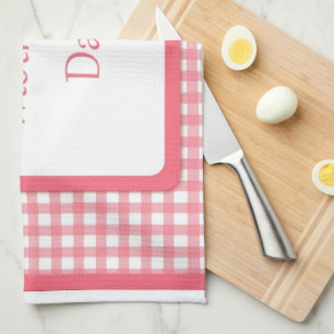 Pink Check Floral Mothers Day Kitchen Towel