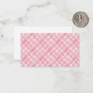 PINK CHECK QUILT 3.5x2 Flat Card / Horizontal