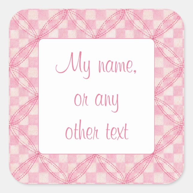 PINK CHECK QUILT 3" Square Matte Stickers (Front)