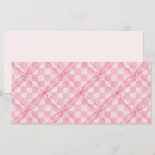 PINK CHECK QUILT 4x9 Flat Card II / Horizontal
