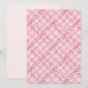 PINK CHECK QUILT 5.5x7.5 Flat Card II / Vertical