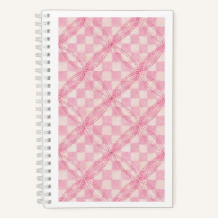 PINK CHECK QUILT 5.5x8.5 Spiral Notebook / White