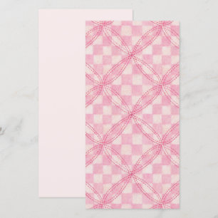 PINK CHECK QUILT 8x4 Flat Card II / Vertical