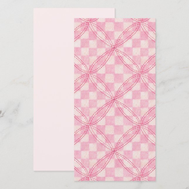 PINK CHECK QUILT 8x4 Flat Card II / Vertical (Front/Back)
