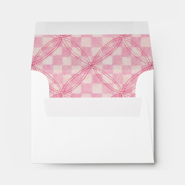 PINK CHECK QUILT A2 Envelope (note cards) (Back (Bottom))