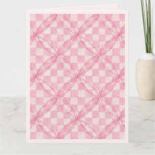PINK CHECK QUILT Big Birthday Card / Blush