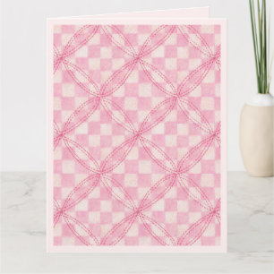 PINK CHECK QUILT Big Thank You Card / Blush