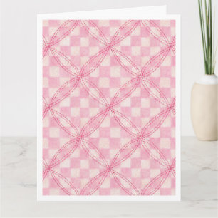 PINK CHECK QUILT Big Thank You Card / White