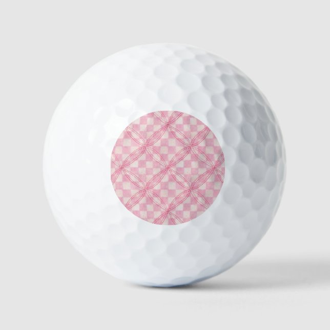 PINK CHECK QUILT Golf Balls (Front)