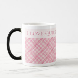 PINK CHECK QUILT Morphing Mug + Text / Blush