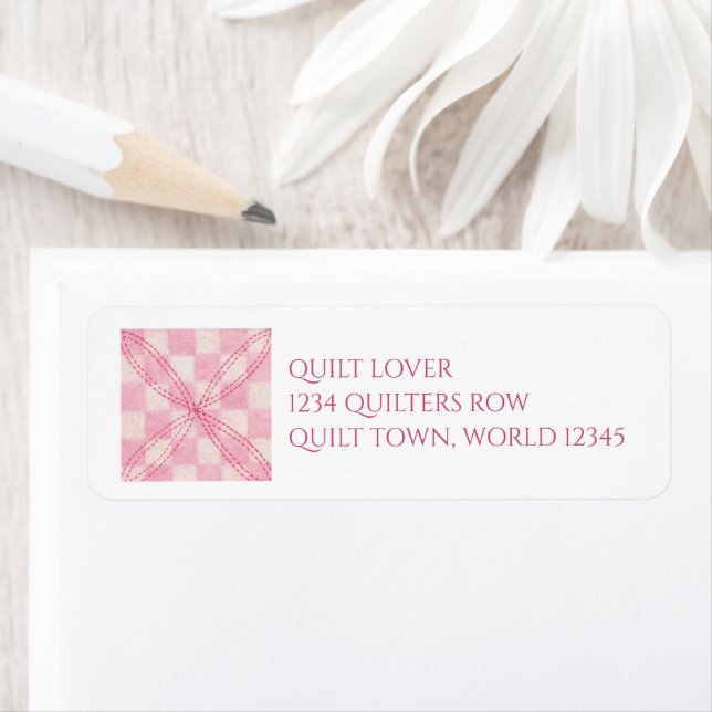 PINK CHECK QUILT Return Address Labels (Insitu)