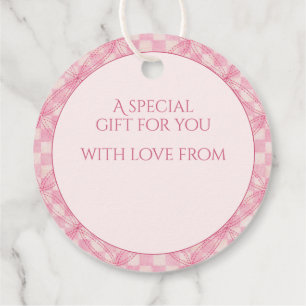 PINK CHECK QUILT Round Gift Tags / Blush