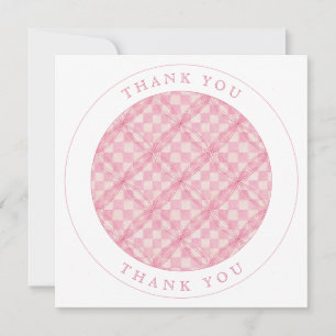 PINK CHECK QUILT Square Flat Thank You Card