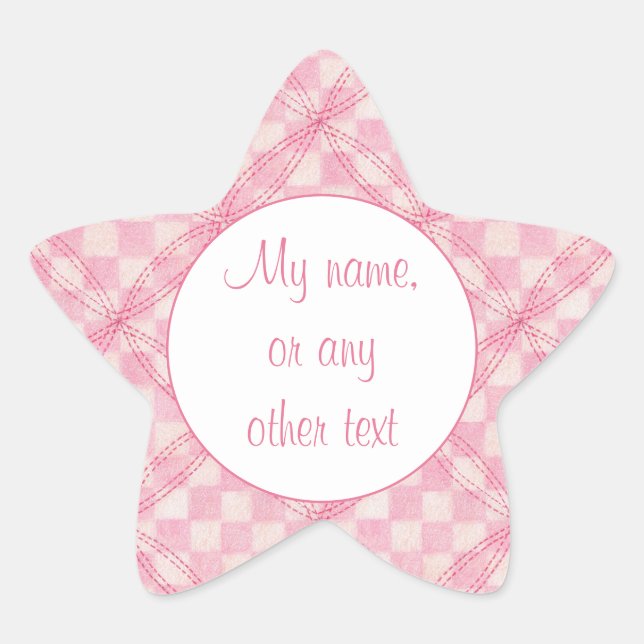 PINK CHECK QUILT Star Matte Stickers (Front)