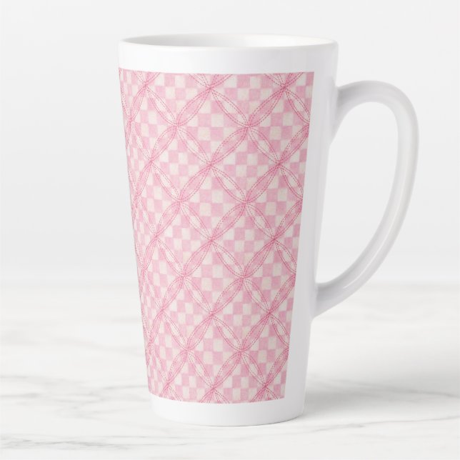 PINK CHECK QUILT Tall Latte Mug  (Right)