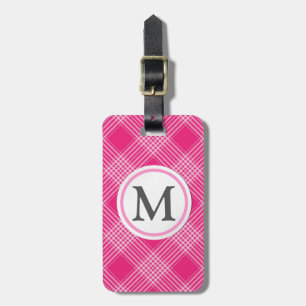 Pink Checked Luggage Tag