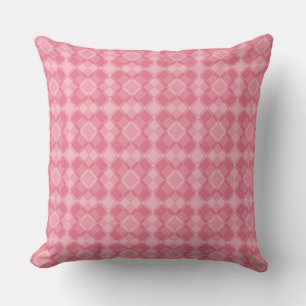 Pink Checker Argyle Pattern Throw Pillow
