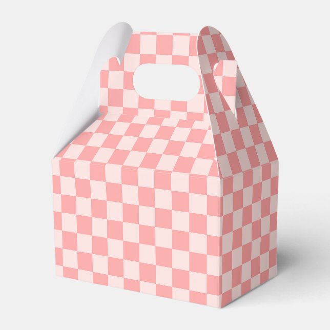 Pink Checkerboard Favor Box (Front Side)