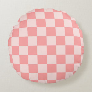 Pink Checkerboard Round Pillow