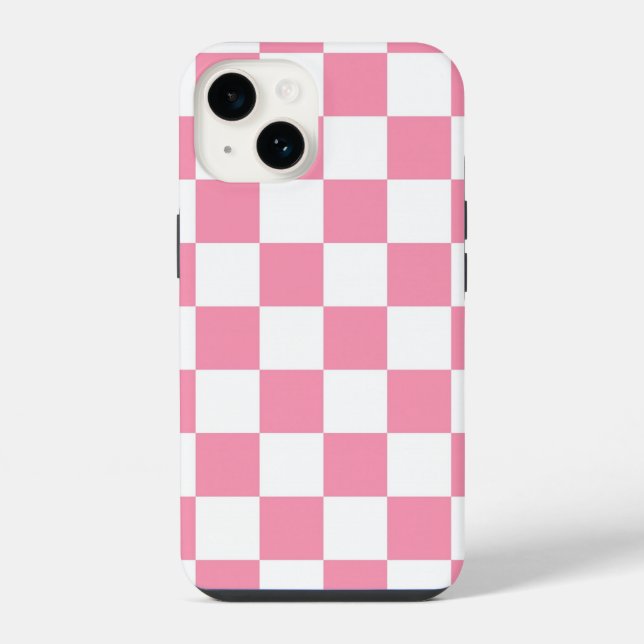 Pink Checkered Pattern iPhone Case (Back)