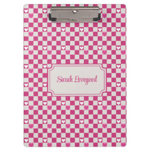Pink Checkers & Hearts Clipboard