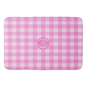 Pink Checkers with Sea Shell Bath Mat