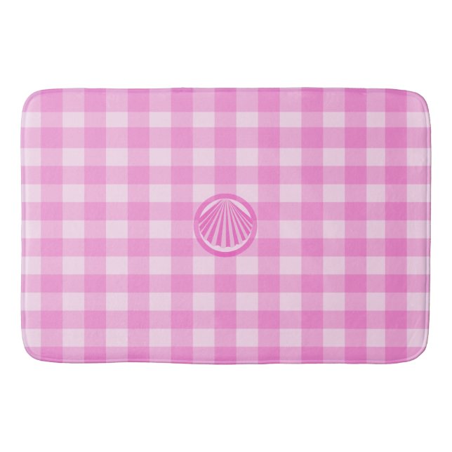 Pink Checkers with Sea Shell Bath Mat (Front)