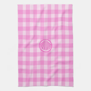Pink Checkers with Sea Shell- Kitchen Towel