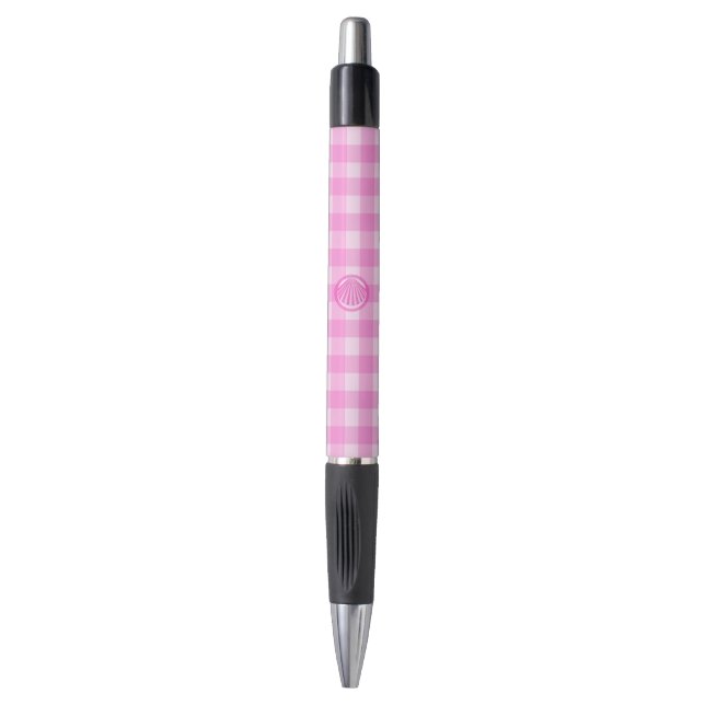 Pink Checkers with Sea Shell- Pen (Front Vertical)