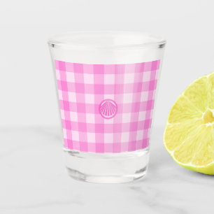 Pink Checkers with Sea Shell Shot Glass