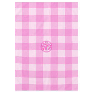 Pink Checkers with Sea Shell- Tablecloth