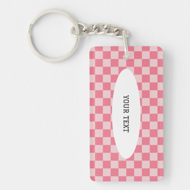 Pink Checks Custom Keychain (Front)