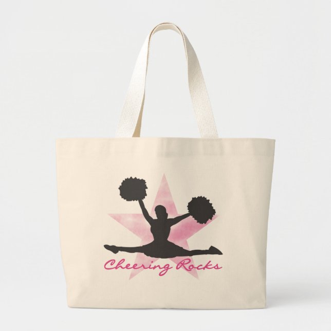 Pink Cheering Rocks T-shirts and Gifts Large Tote Bag (Front)