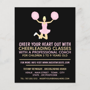 Pink Cheerleader, Cheerleading Classes Advertising Flyer