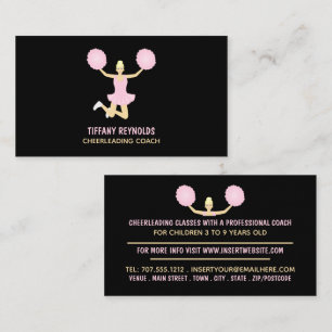 Pink Cheerleader, Cheerleading Coach Business Card