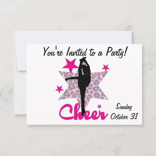 Pink Cheerleader Invitation (Front)