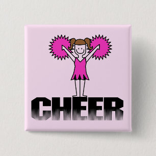 Pink Cheerleading T-shirts and Gifts 2 Inch Square Button
