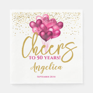 Pink Cheers To 50 Years 50th Birthday Napkin